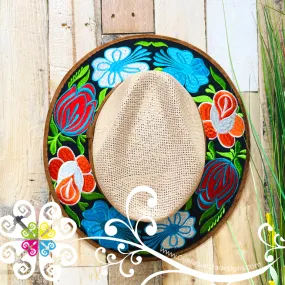 Beige Embroider Summer Hat - Brown Rim Spring Flower