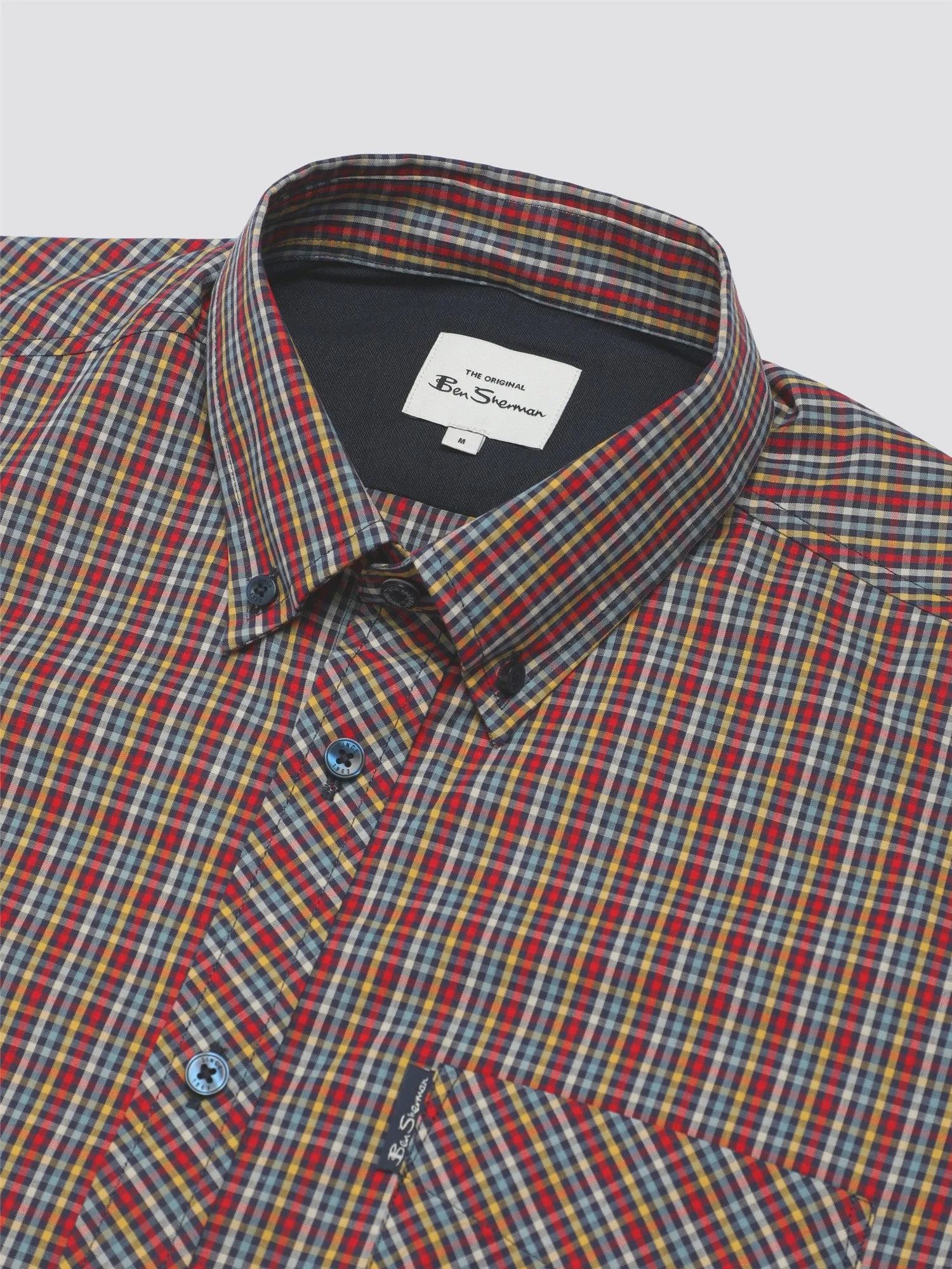 Ben Sherman Mens Mini Gingham Check Shirt Short Sleeved