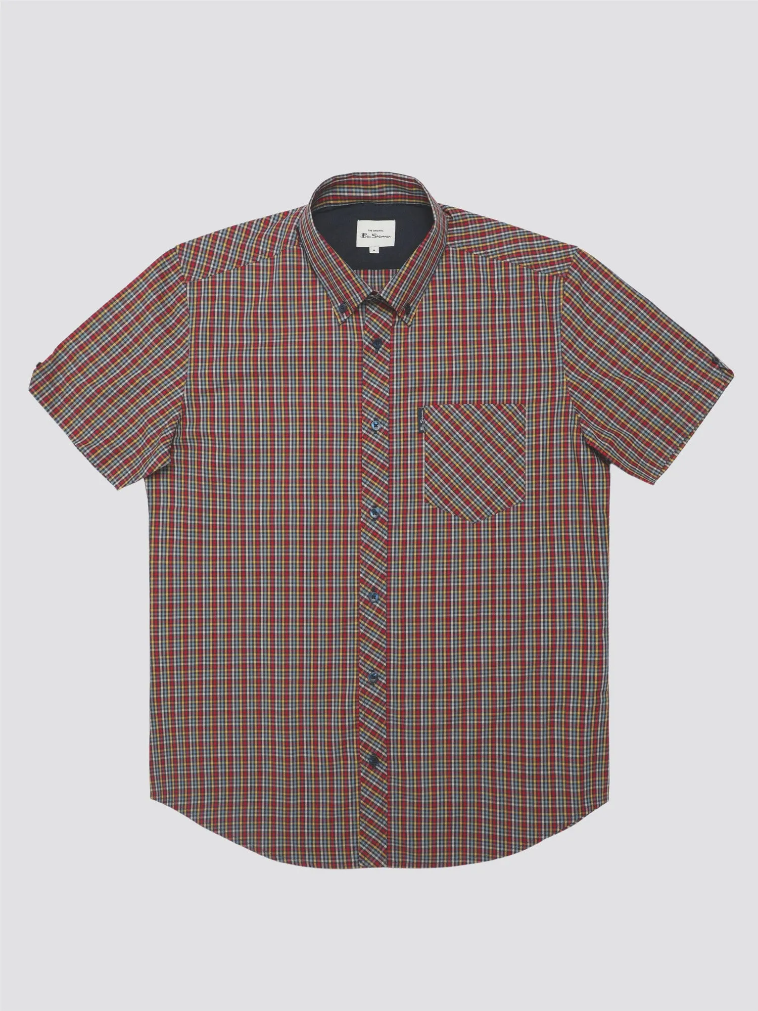 Ben Sherman Mens Mini Gingham Check Shirt Short Sleeved