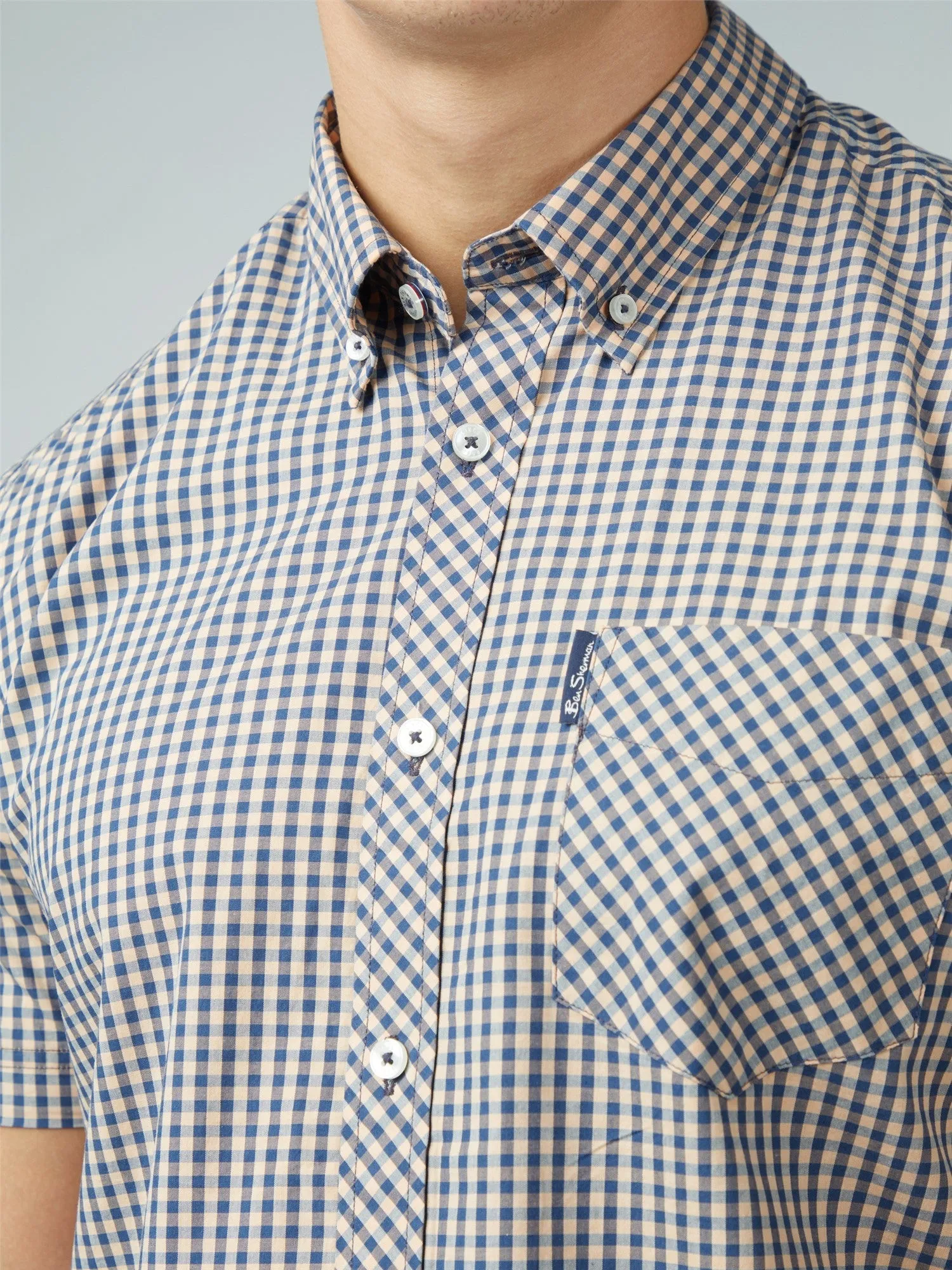 Ben Sherman Men's Signature Gingham Check Shirt, Button-Down Collar, Short Sleeved, Regular Fit