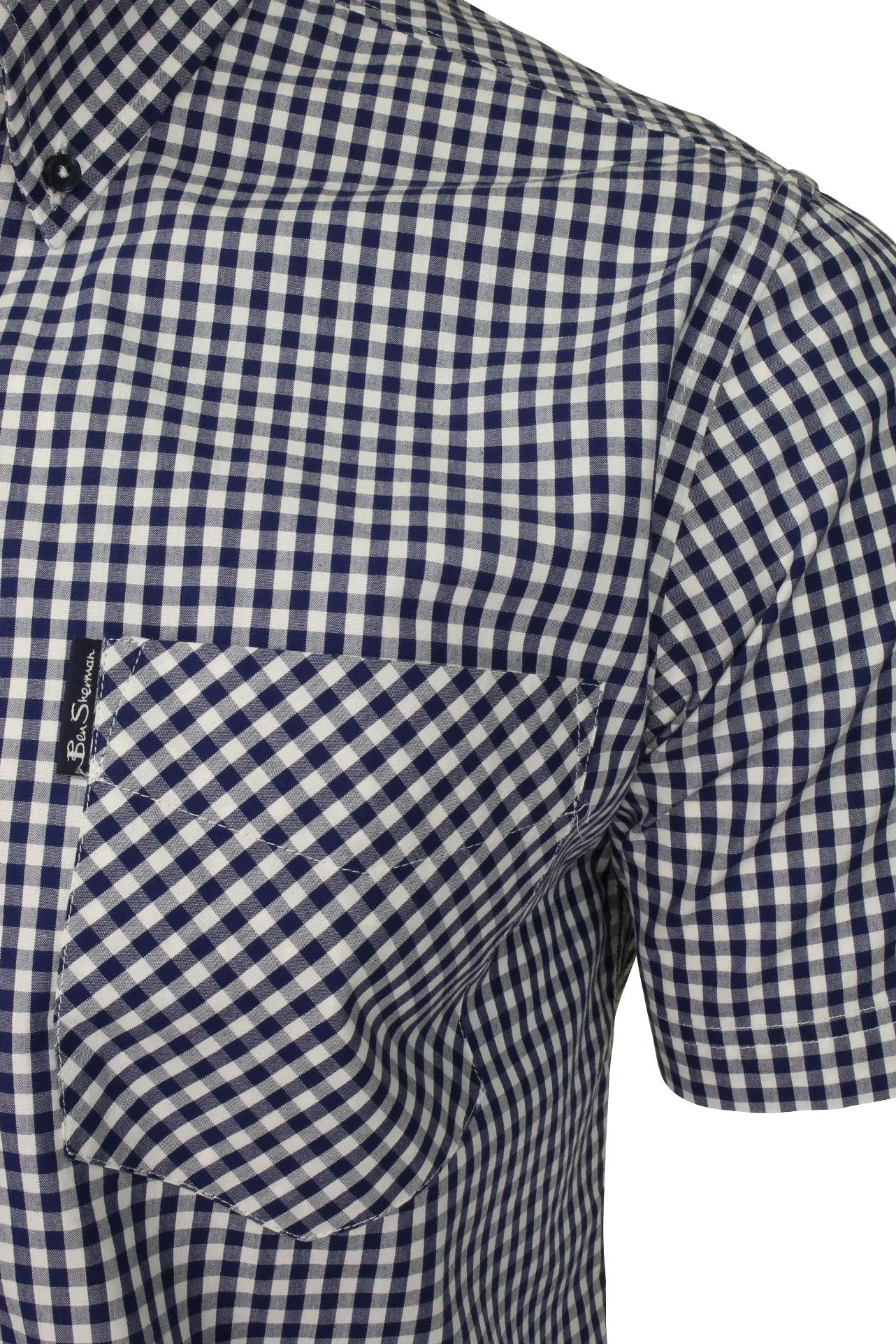 Ben Sherman Men's Signature Gingham Check Shirt, Button-Down Collar, Short Sleeved, Regular Fit