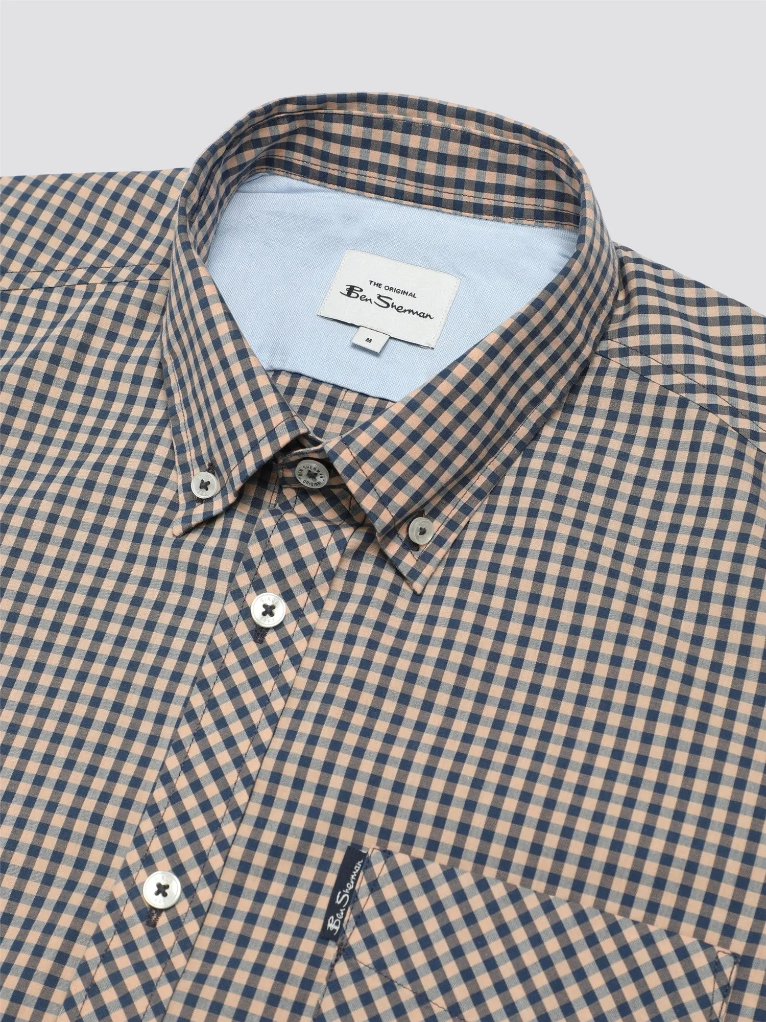 Ben Sherman Men's Signature Gingham Check Shirt, Button-Down Collar, Short Sleeved, Regular Fit