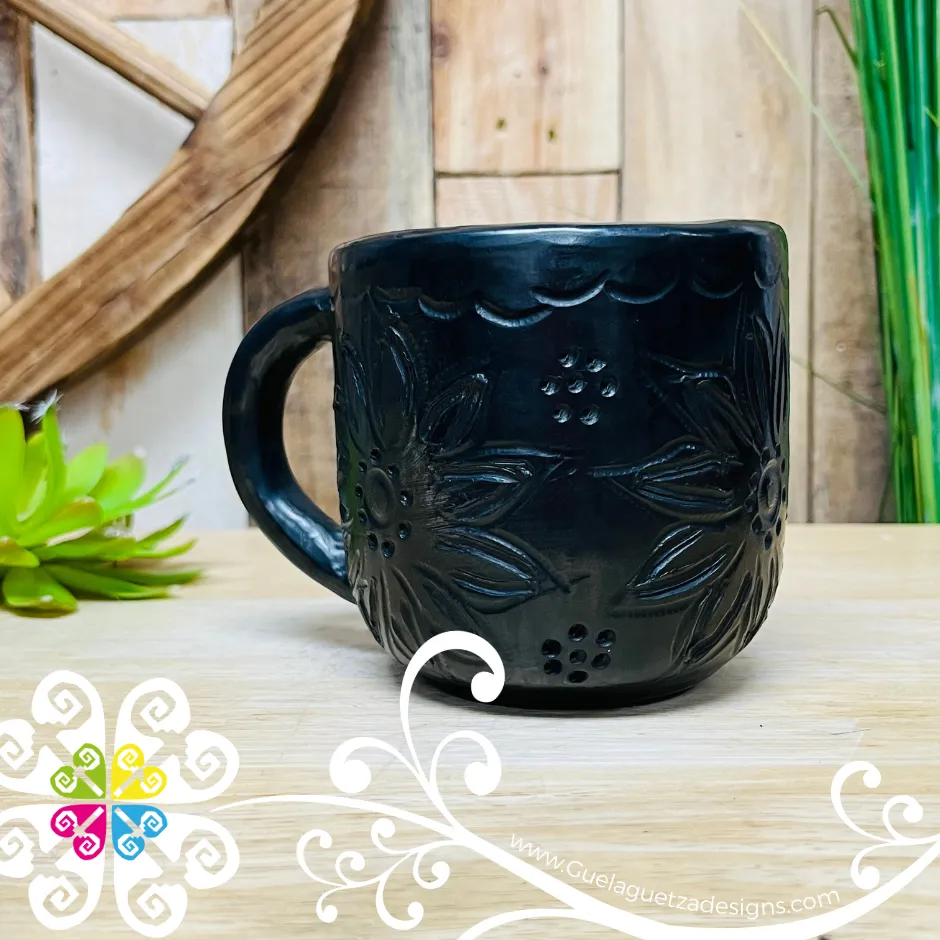 Black Clay Calado Mug - Barro Negro Oaxaca