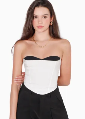 Blusa tipo corset strapless con copas en contraste - CATIANA