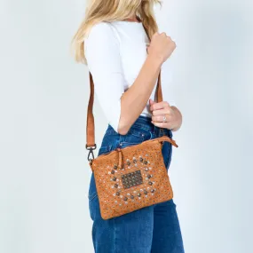 Boho chic studded leather vintage crossbody bag wholesale