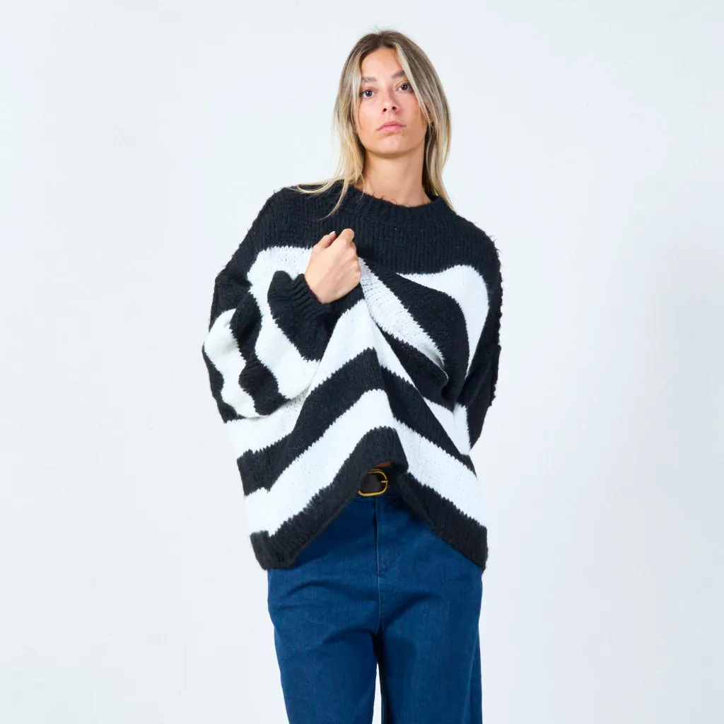 Bold striped knit sweater wholesale