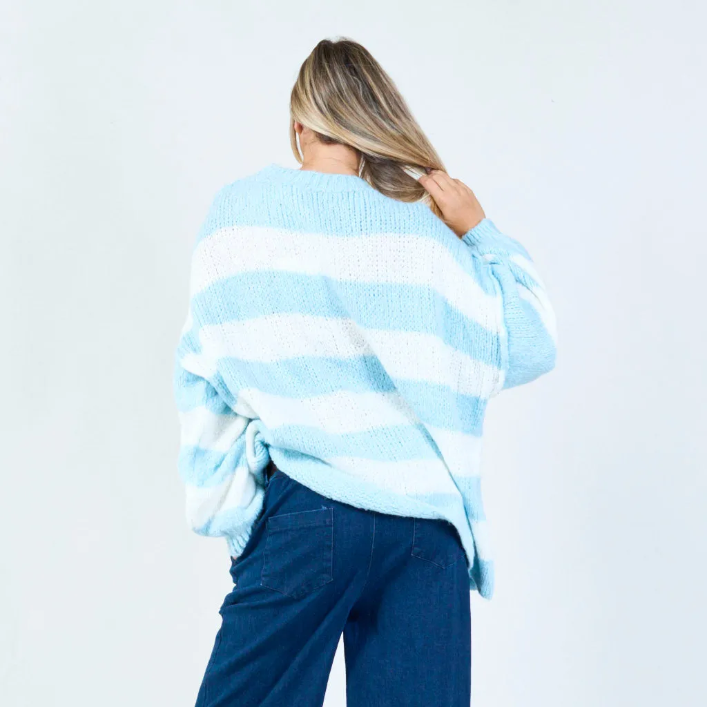 Bold striped knit sweater wholesale