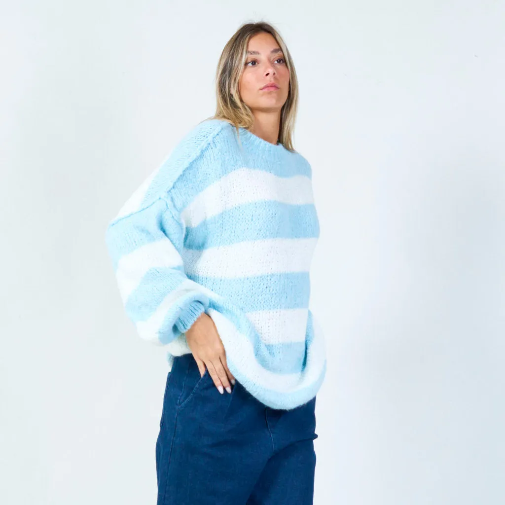 Bold striped knit sweater wholesale