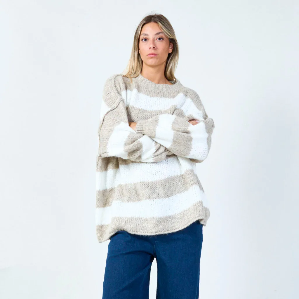 Bold striped knit sweater wholesale