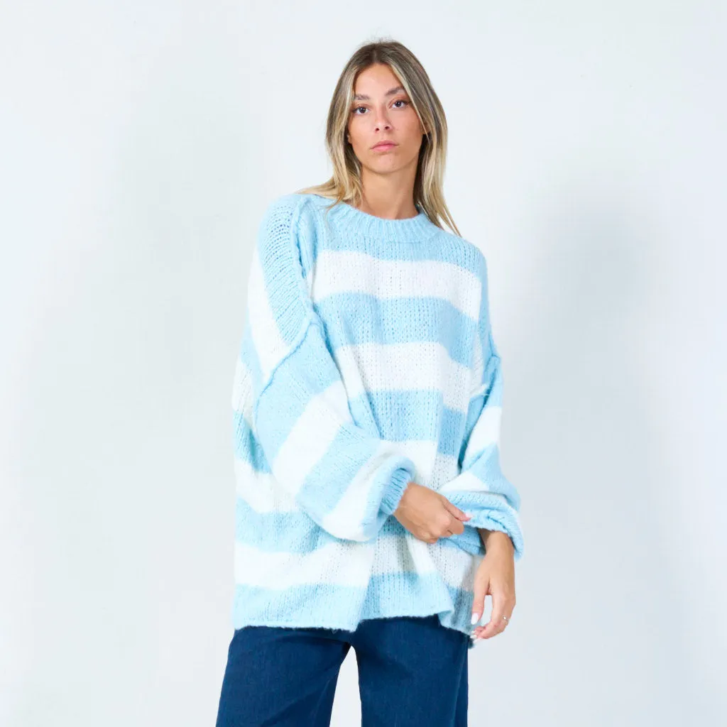 Bold striped knit sweater wholesale