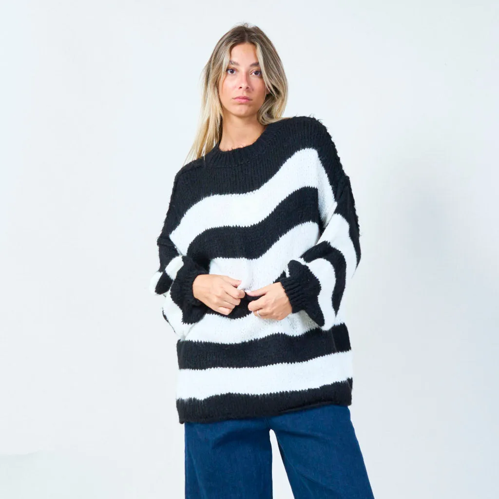 Bold striped knit sweater wholesale