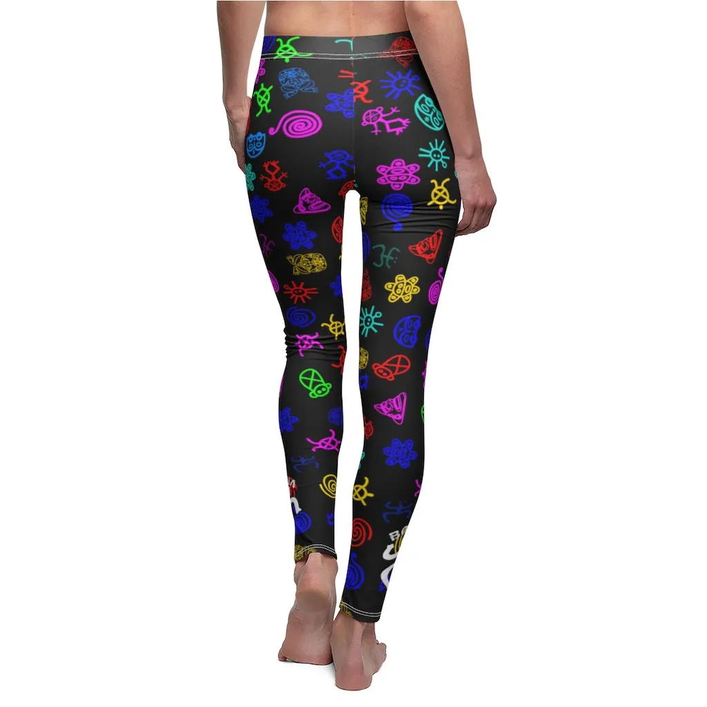 Boricua Coqui Taino Symbols -  Cut & Sew Casual Leggings