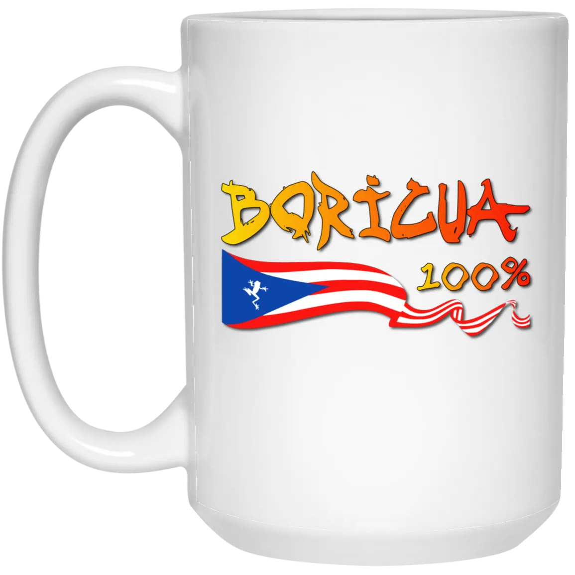 Boricua Flag 100% 15 oz. White Mug