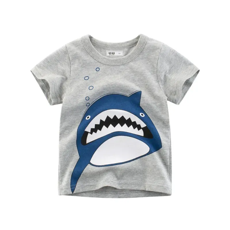 Boys 1-12T Cartoon Shark Animal Tops