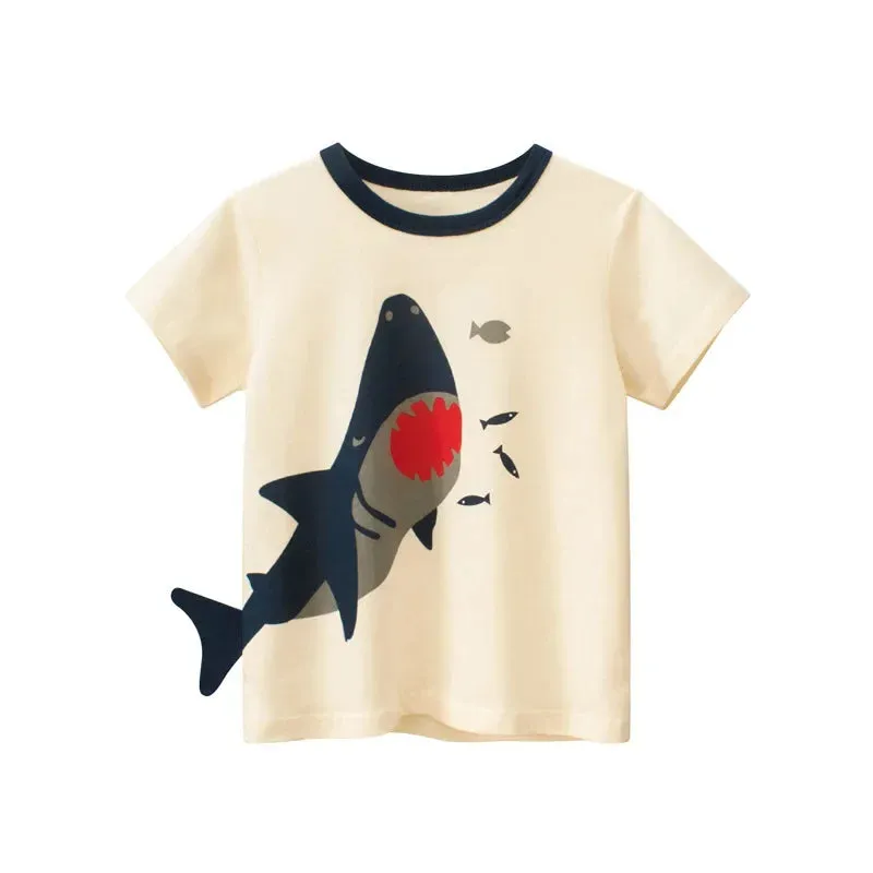 Boys 1-12T Cartoon Shark Animal Tops