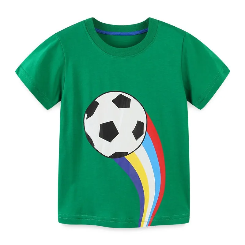 Boys Cotton T-shirts Summer Tees & Tops for Baby Boys Football, Space Rockets  | Toddler Boy Shirt kid Clothing Gift for Boys Pack of 3