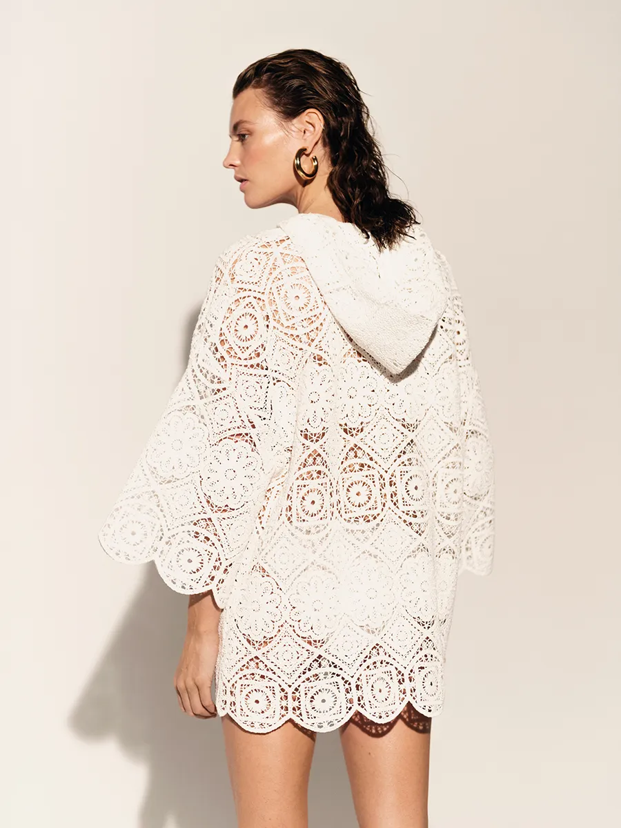 Brea Hooded Crochet Mini Dress - Divona