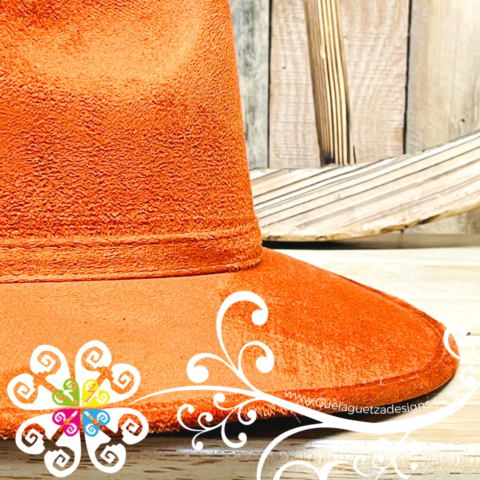 Burnt Orange Indiana Velvet Hat - Fall Hat