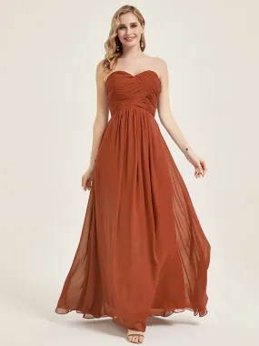 Burnt Orange Sweetheart Strapless Chiffon Maternity Bridesmaid Dress