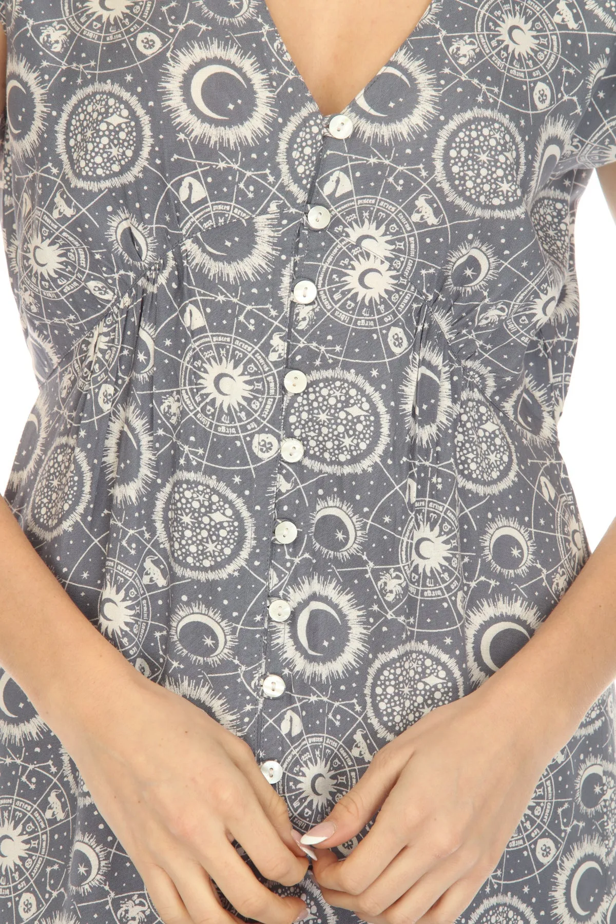 Button Through Celestial Dress