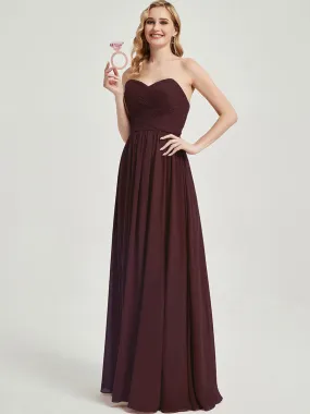 Cabernet Pleated Convertible Floor Length Chiffon Bridesmaid Dress