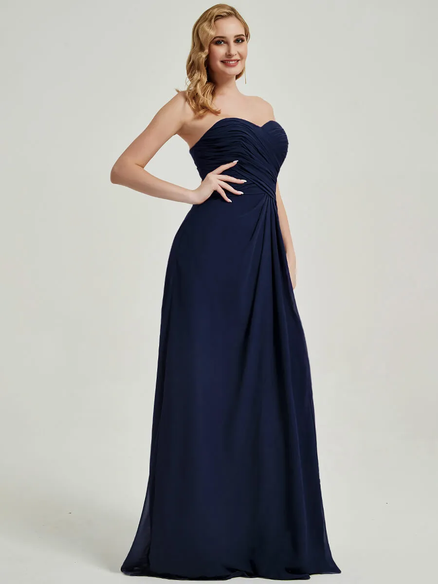 Cabernet Strapless Floor-Length Empire Bridesmaid Dress With Slit