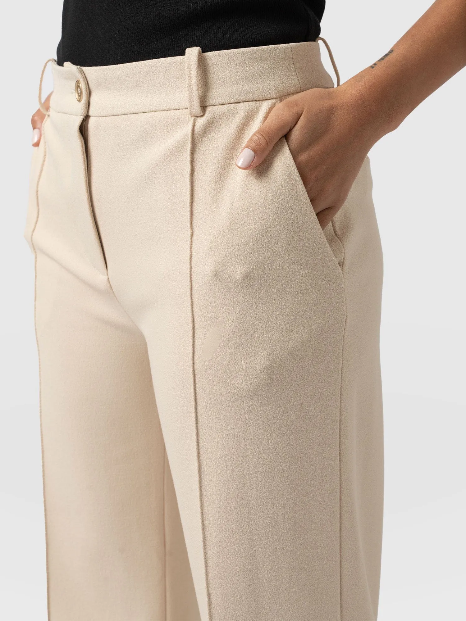 Cambridge Tailored Wide Leg Pant - Beige