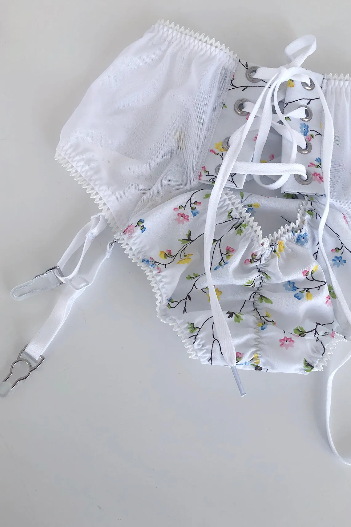 Cardamine Lace Up Panty in Upcycled Vintage Flower Branch