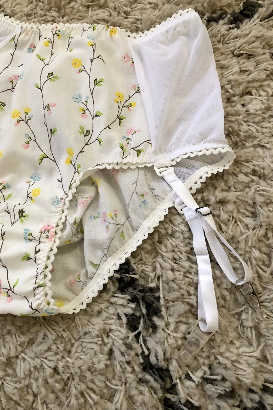 Cardamine Lace Up Panty in Upcycled Vintage Flower Branch