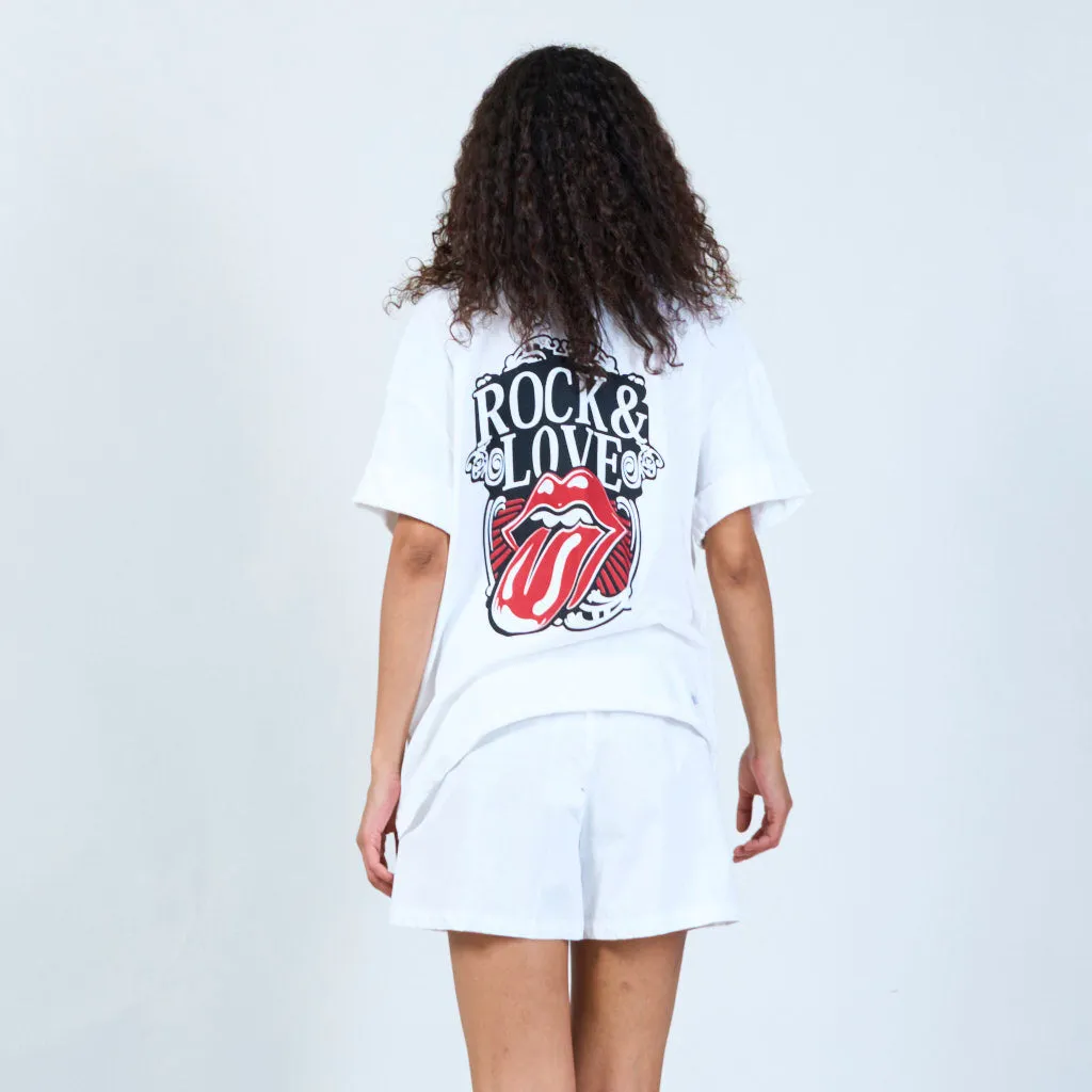 Casual white Iconic rock band logo t-shirt wholesale