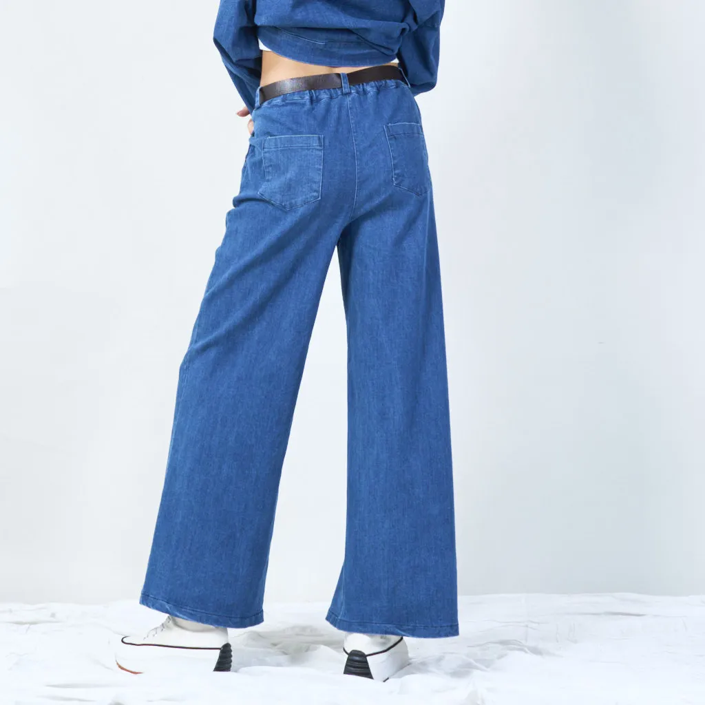 Chic wide-leg pants with belt wholesale