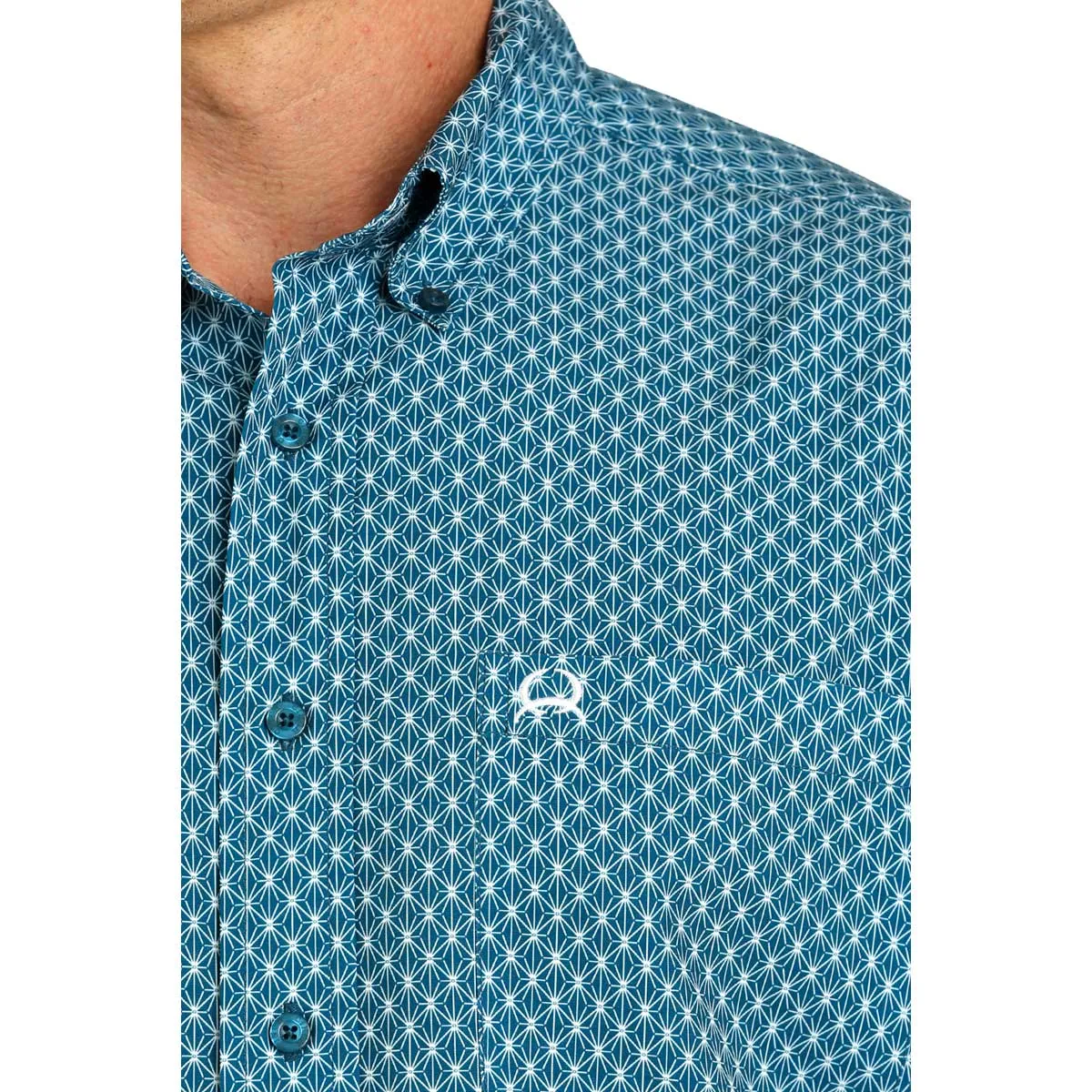 Cinch Men's ArenaFlex Geometric Print Short Sleeve Shirt - Teal