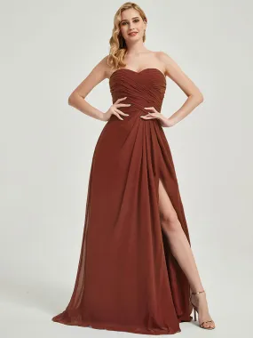 Cinnamon Rose Strapless Floor-Length Empire Bridesmaid Dress With Slit