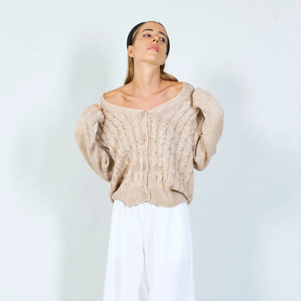 Classic cable knit cardigan wholesale