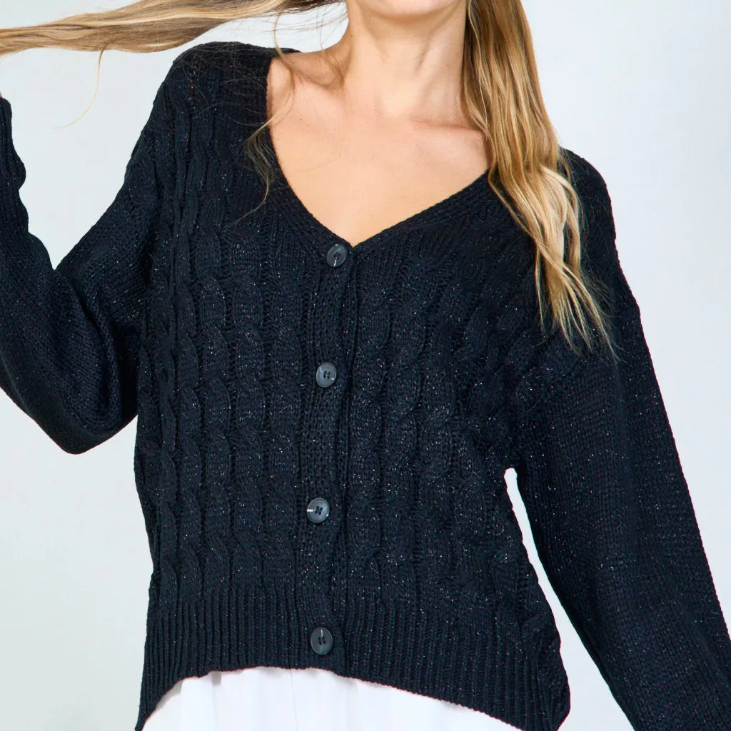 Classic cable knit cardigan wholesale