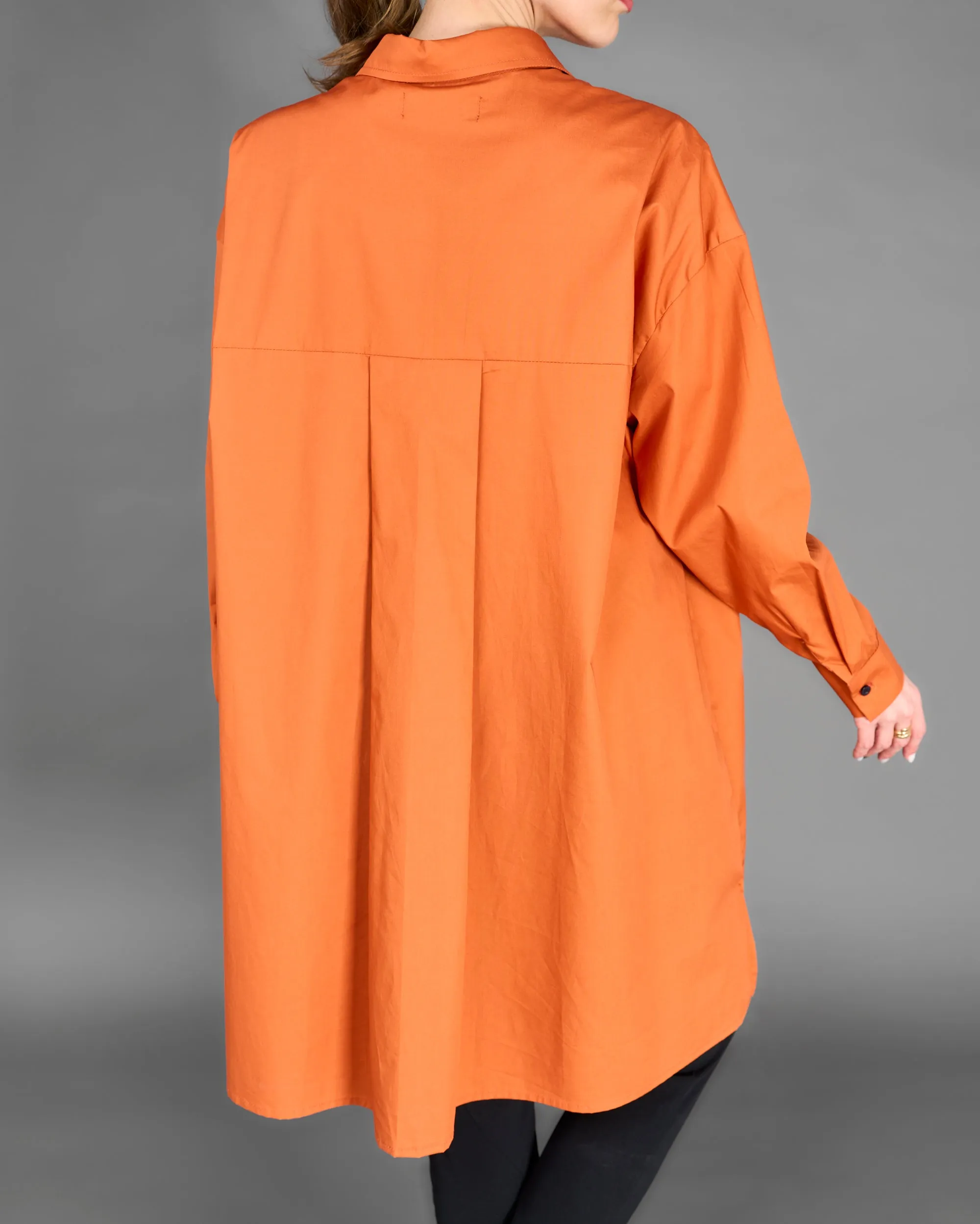 Collar design with front stylish pocket and buttons, long sleeves cuff dress 4141 - فستان