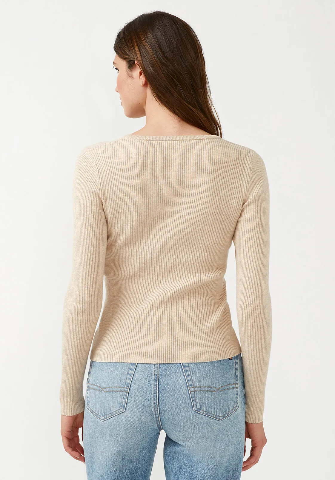 Collins Women's Long Sleeve Henley in Heather Oatmeal - SW0004F