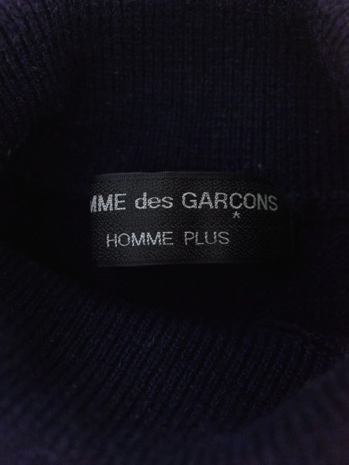 Comme des Garcons Homme Plus 1980s navy wool patterned turtleneck jumper - S M