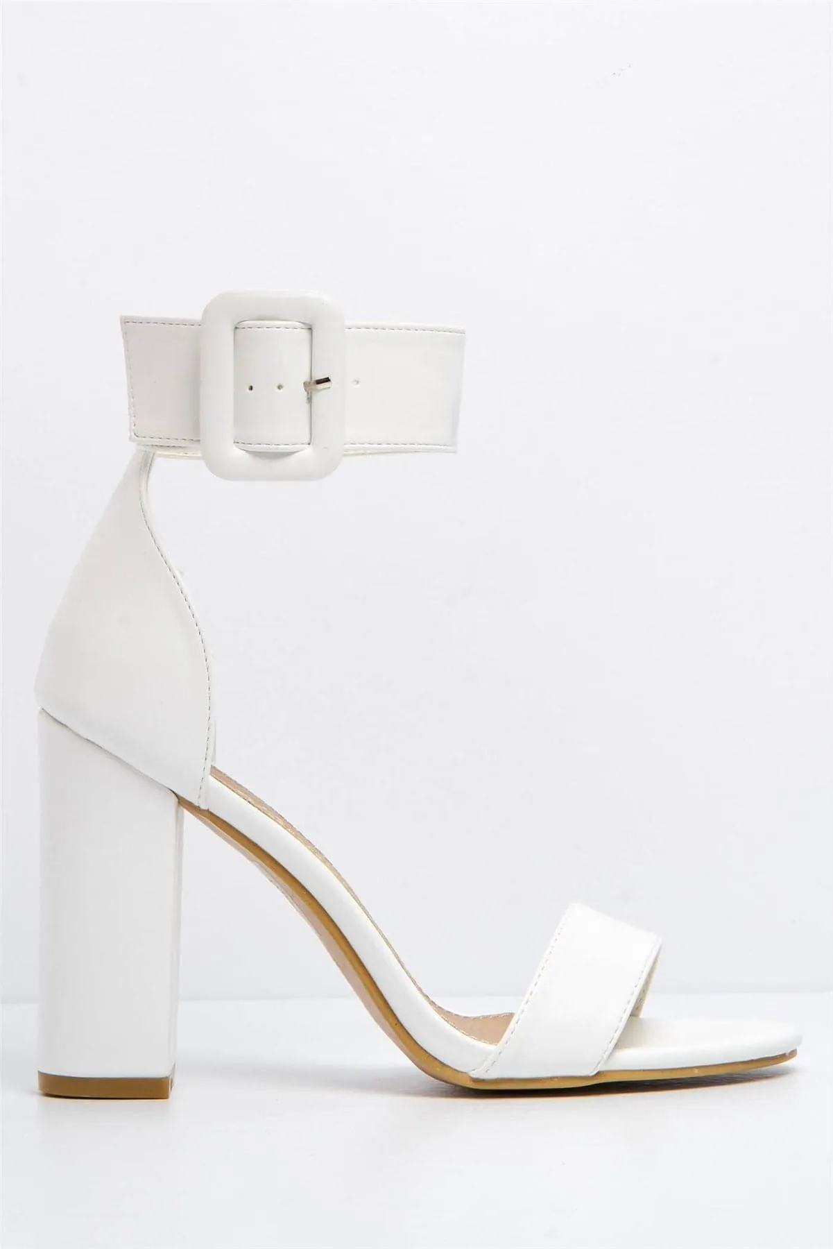 Como Anklestrap Block Heel Sandal in White