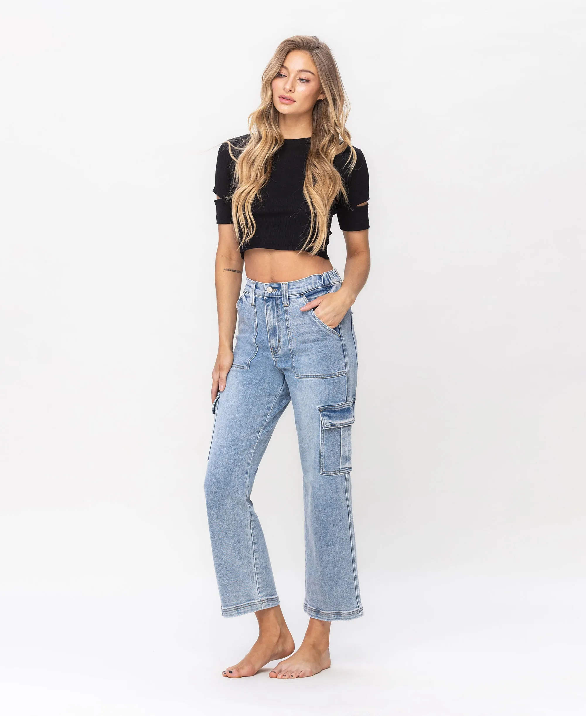 Creative - Super High Rise Cargo Straight Jeans