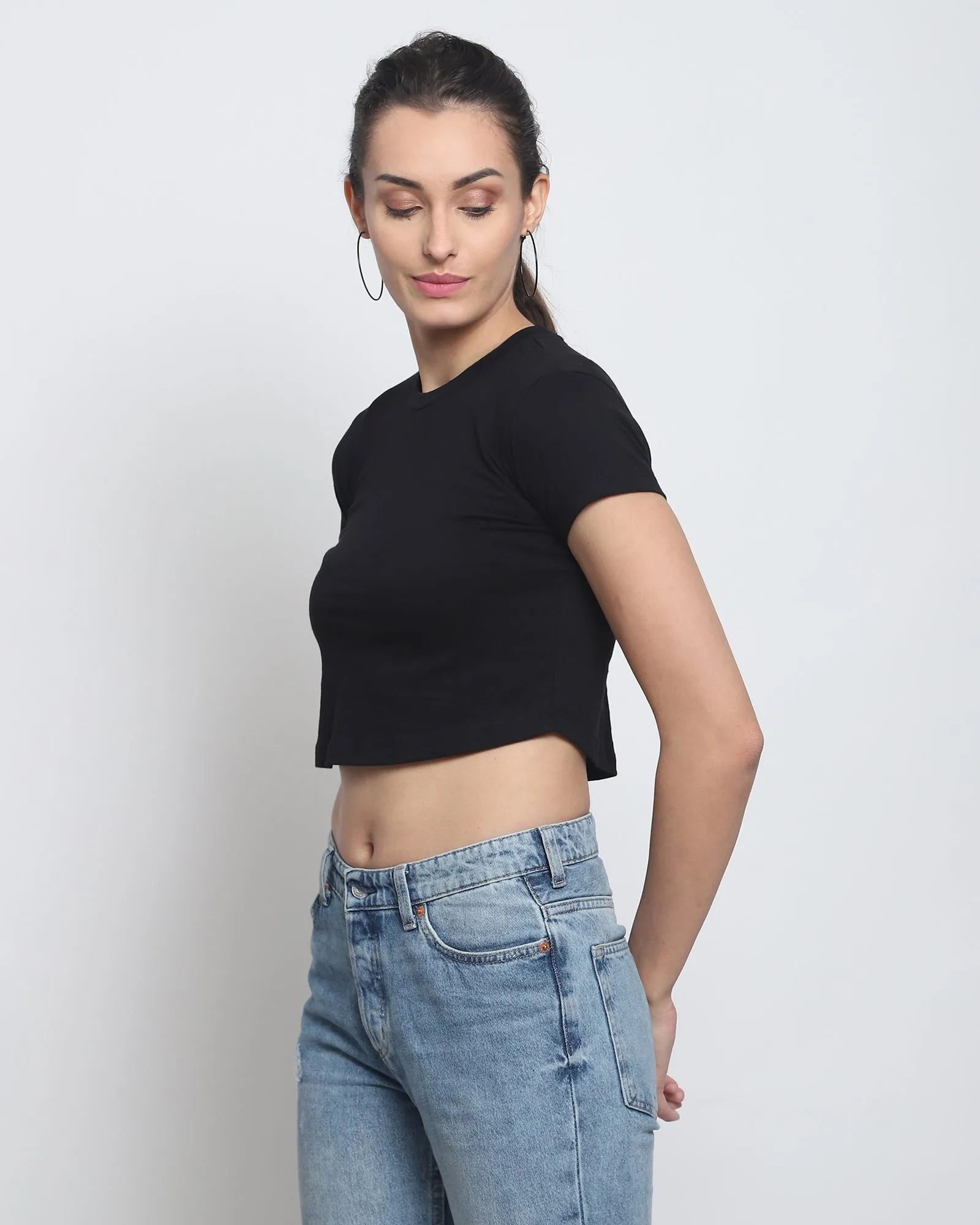 Crop Top: Solid Black