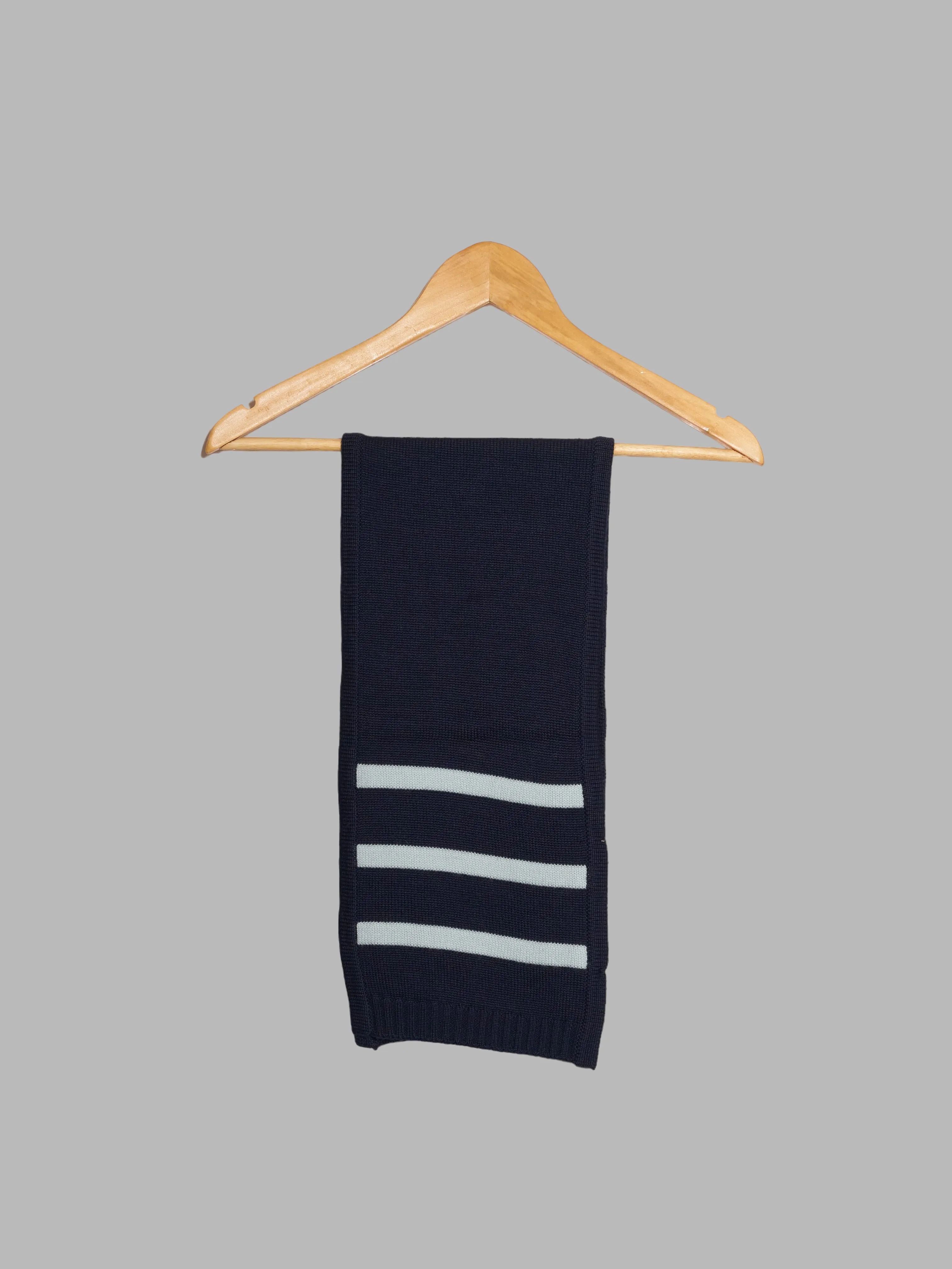 Dirk Bikkembergs 1990s 2000s navy wool neck warmer scarf with pale blue stripes