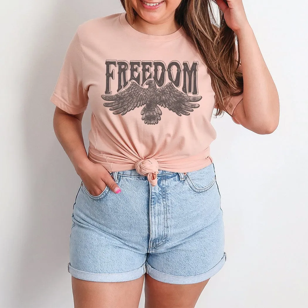 Distressed Freedom Eagle Western Graphic T-Shirt - WE148