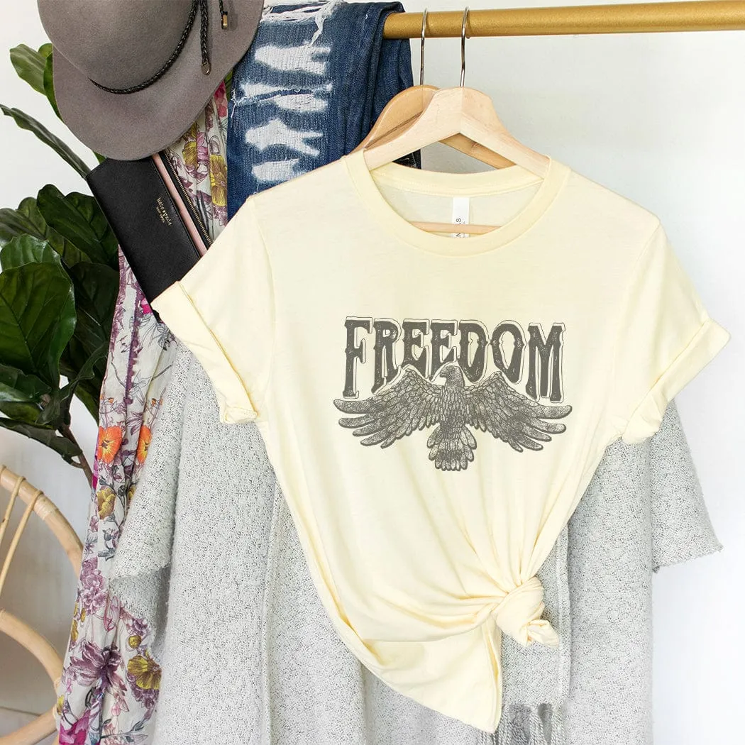 Distressed Freedom Eagle Western Graphic T-Shirt - WE148