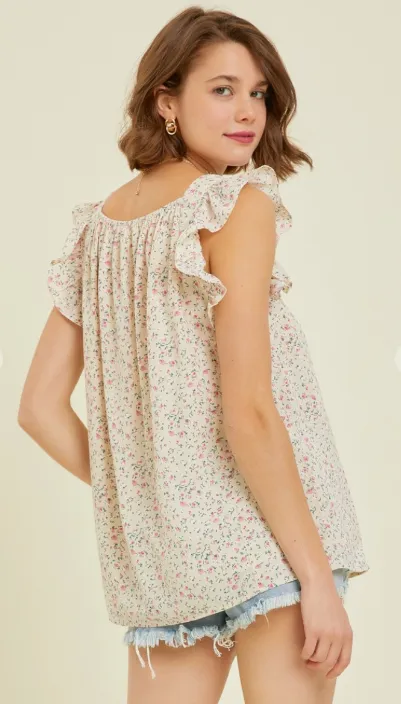 DITSY FLORAL Top w/ RUFFLED STRAPS