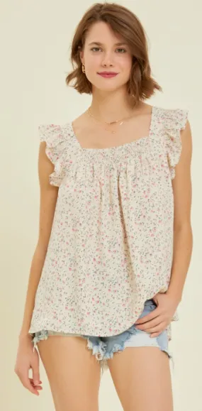 DITSY FLORAL Top w/ RUFFLED STRAPS