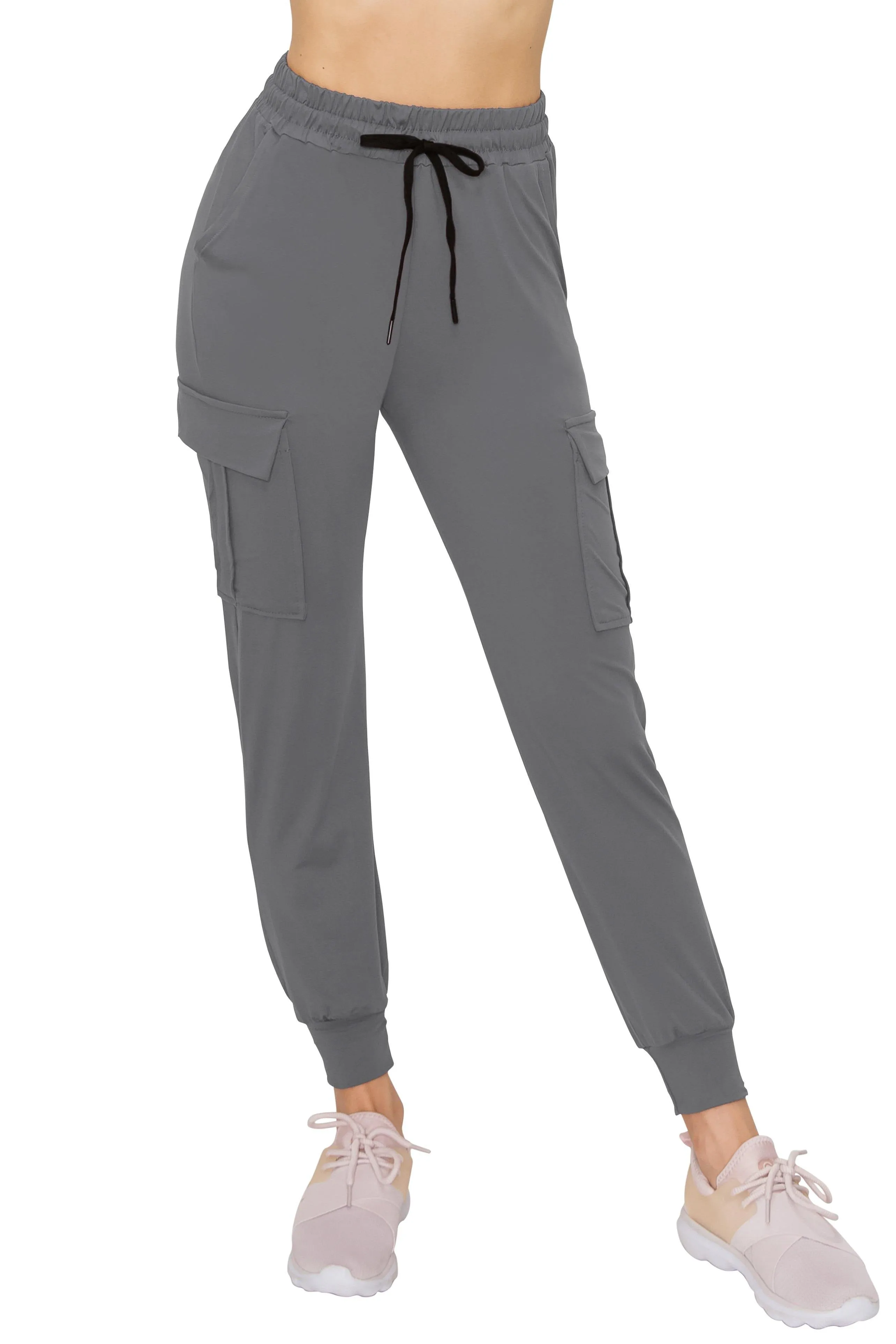 Drawstring Cargo Jogger Sweatpants - Solid Colors