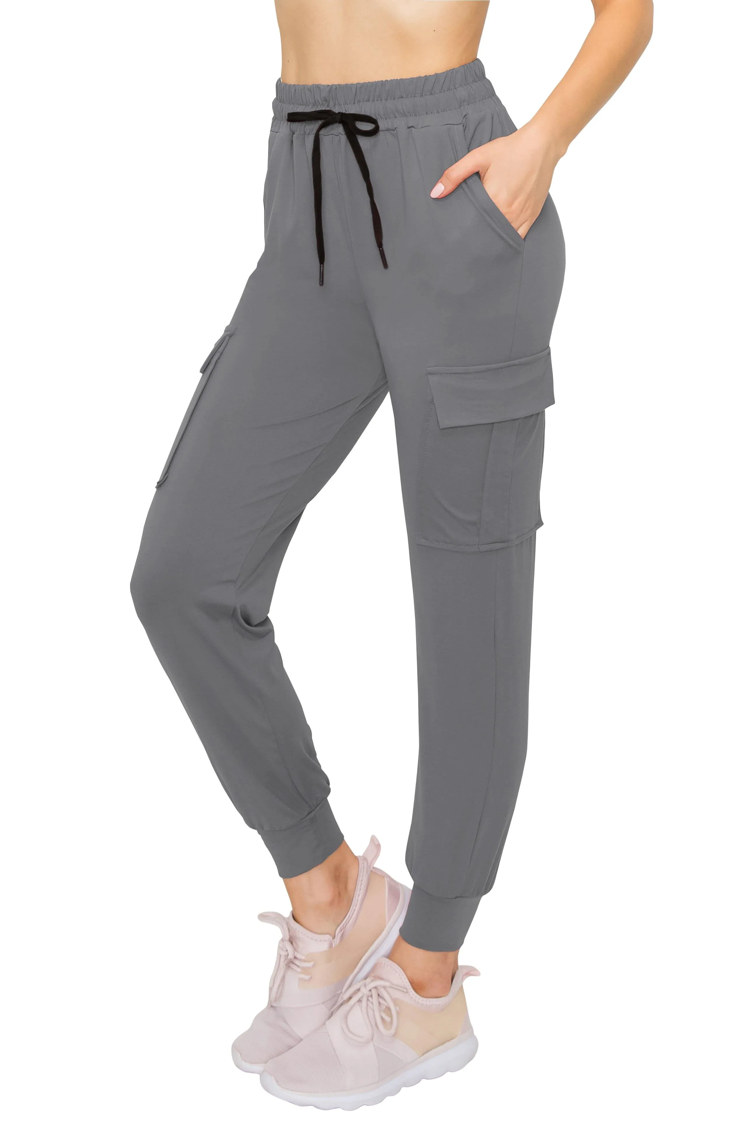 Drawstring Cargo Jogger Sweatpants - Solid Colors