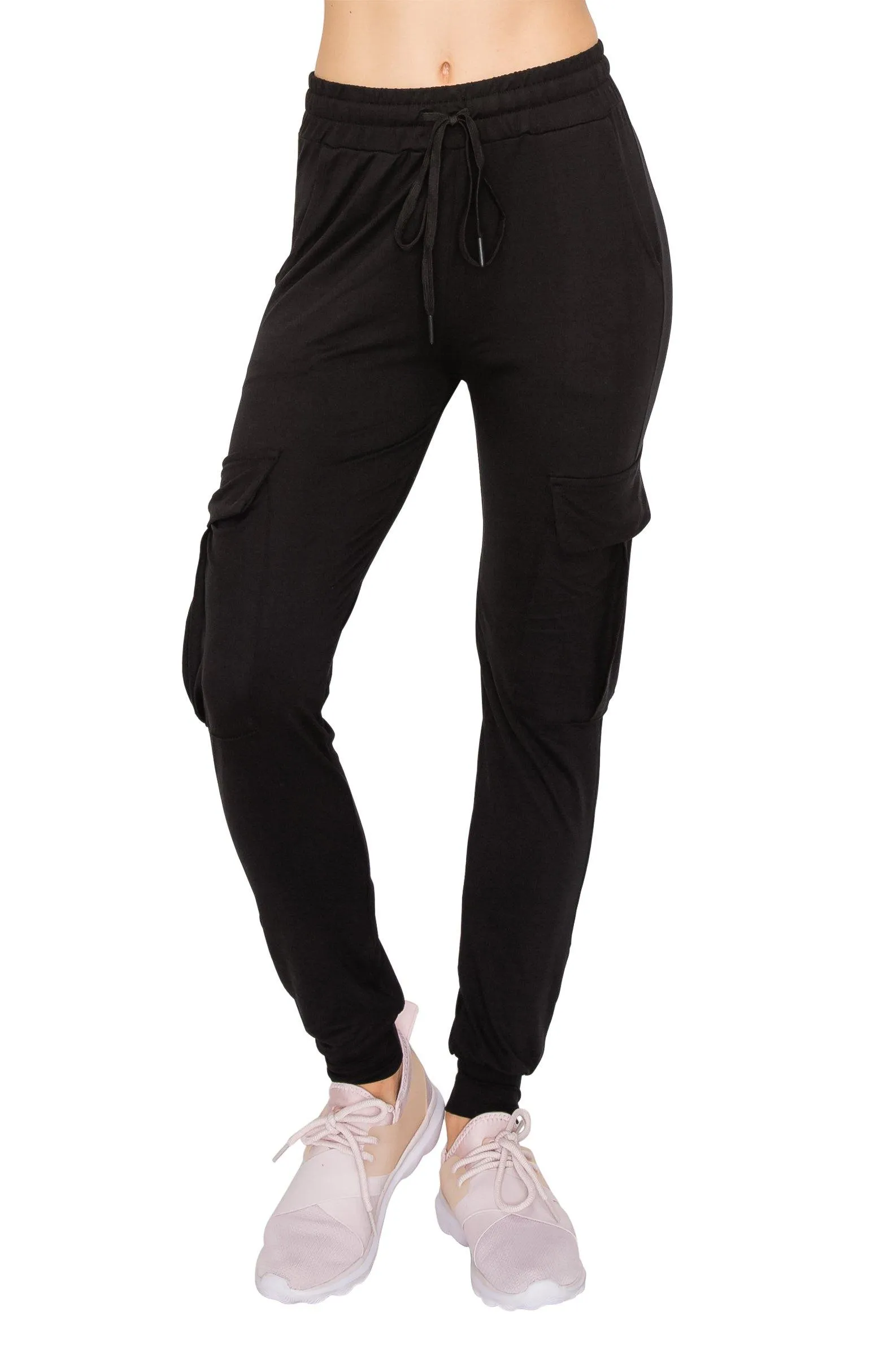 Drawstring Cargo Jogger Sweatpants - Solid Colors