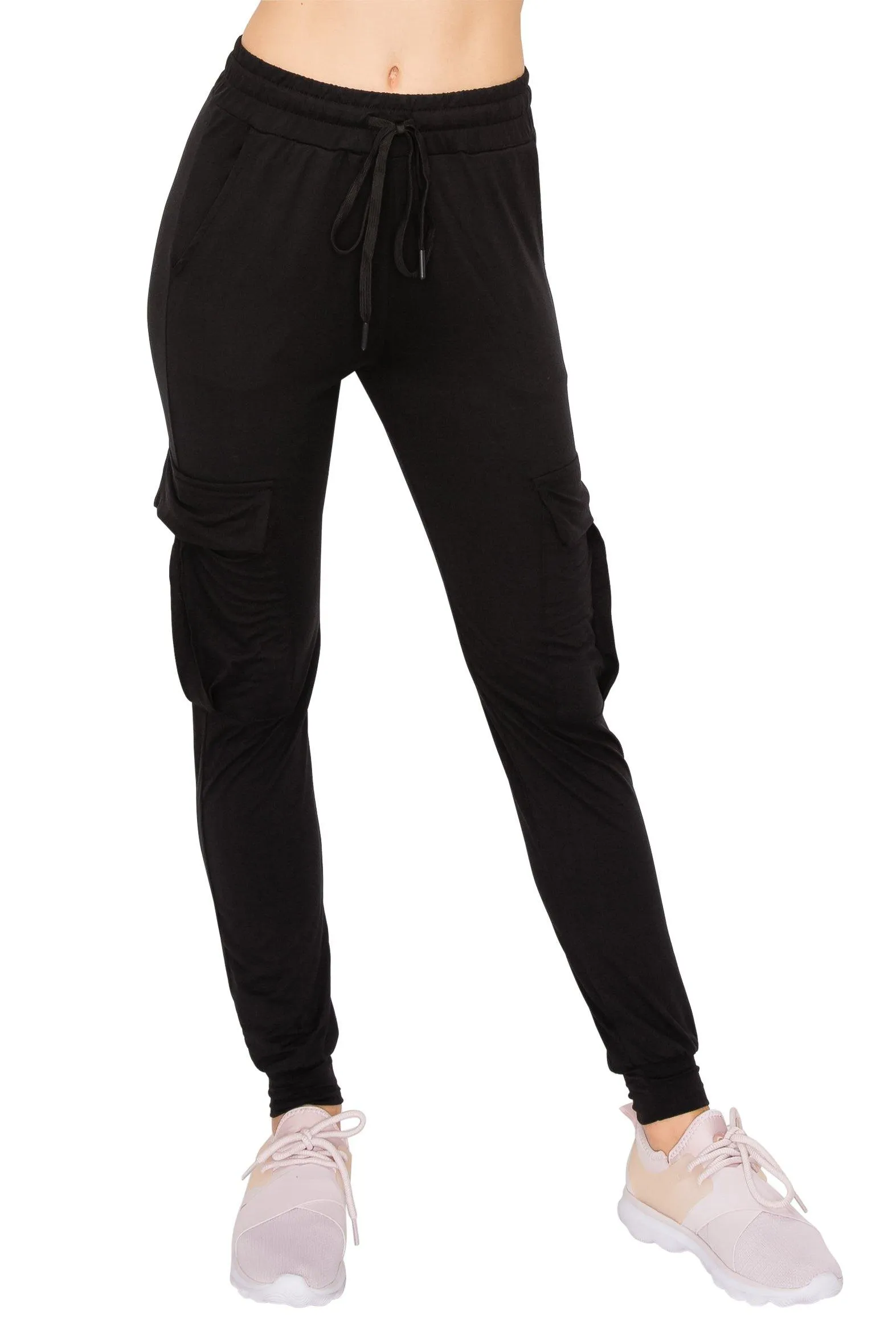 Drawstring Cargo Jogger Sweatpants - Solid Colors